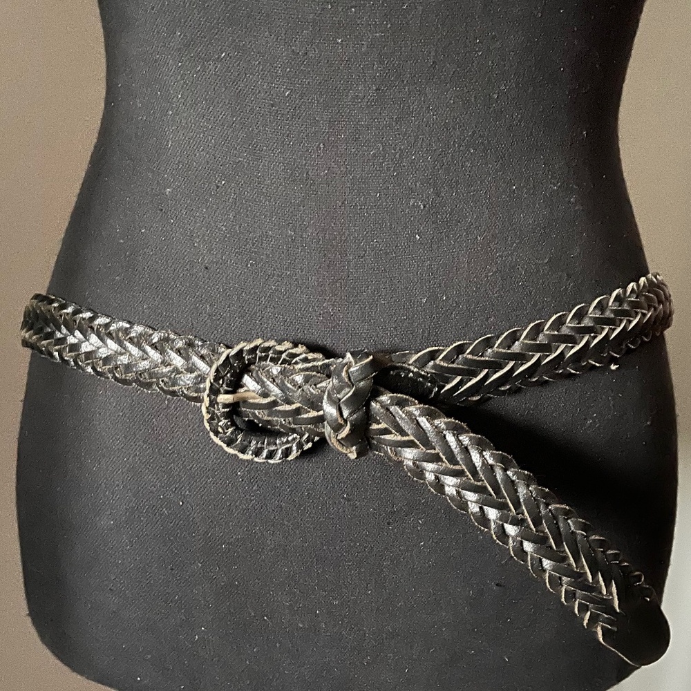 Vintage Braided Black Leather Belt